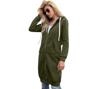 VVAULT Forcipower/Waterestywomen Sweat à capuche décontracté zippé en polaire polyester Veste tunique à capuche surdimensionnée avec poche, vert militaire, M