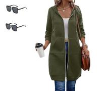 VVAULT Forcipower/Waterestywomen Sweat à capuche décontracté zippé en polaire polyester Veste tunique à capuche surdimensionnée avec poche, Vert, 3XL