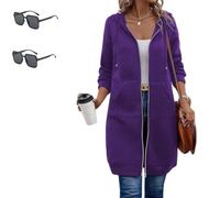 VVAULT Forcipower/Waterestywomen Sweat à capuche décontracté zippé en polaire polyester Veste tunique à capuche surdimensionnée avec poche, violet, 3XL
