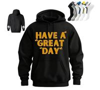 VVAULT Sweat à capuche « Have a Great Day » avec doigts du milieu, nouveau sweat à capuche squelette fantaisie d'Halloween 2025, chandail sarcastique drôle, 3 Noir, 3XL