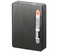 VVAY Boîte à cigarette avec Briquet tempête, Étui cigarette Rechargeable par USB pouvant Contenir 15 Cigarettes, Cadeau Porte-cigarettes Homme et Femmes