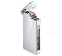 VVAY Briquet Électrique USB Rechargeable, Ignition Tactile, Compact et Coupe-Vent, Argenté -Cadeau Femme