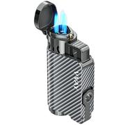 VVAY Briquet Tempete Gaz Rechargeable, 3 Jet Flammes (Gaz Non Inclus)