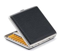 VVAY Etui à cigarettes en cuir et métal, Boîte à cigarette Noir pour 20 cigarettes, un cadeau Porte-cigarettes pour hommes et femmes