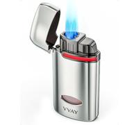 VVAY-Lighter Briquet Tempête Rechargeable, 3 Flammes Jet Puissantes, Réglables et Coupe-Vent, Vendu sans Gaz