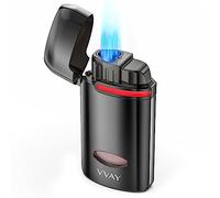 VVAY-Lighter Briquet Tempête Rechargeable, 3 Flammes Jet Puissantes, Réglables et Coupe-Vent, Vendu sans Gaz