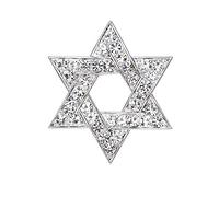 VVCome Broche en forme d'étoile de David avec strass et cristaux étincelants, Métal Cristal, Cristal