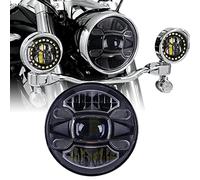 VVEDIK Phare De Moto LED H4 De 17,8 Cm pour Harley Davidson Softail Slim Fat Boy Phares De 17,8 Cm avec Phare De Moto LED DRL Hi/Low,Black b
