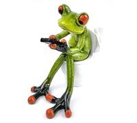 VVGIFTS Figurines de Grenouille décoratives Amusantes et créatives en résine pour la Maison, Le Bureau, la Table, la Salle de Bain, Ornement Cadeau (Grenouille Assise sur Les Toilettes)
