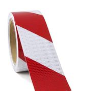 VVHFXD Bande réfléchissante 15 m × 5 cm - Rouge et blanc - Étanche - Autocollant - Pour marquage d'avertissement de sécurité, voitures, vélos, véhicules