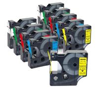 VVHKMSIL 10pk 12mm 45013 Black on White Label Tapes Compatible avec Le gestionnaire d'étiquettes 160 280 210 450 LM160(5Mixed Colors)