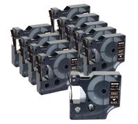 VVHKMSIL 10pk 12mm 45013 Black on White Label Tapes Compatible avec Le gestionnaire d'étiquettes 160 280 210 450 LM160(White on Black)