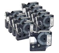 VVHKMSIL 10pk 45013 Étiquette de Bande Compatible avec Les Fabricants d'étiquettes D1 Fonctionne avec des modèles 45013 de Largeur de 12 mm(Black on Silver)
