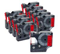 VVHKMSIL 10pk 45013 Étiquette de Bande Compatible avec Les Fabricants d'étiquettes D1 Fonctionne avec des modèles 45013 de Largeur de 12 mm(Black on Red)