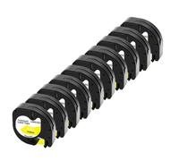 VVHKMSIL 10pk 91201 La Bande d'étiquette Compatible Fonctionne avec LT100H LT100T QX50 L'imprimante d'étiquette s'adapte 91200 12267 91202 91203 Modèles de Bande LT 12 mm(Black on Yellow)