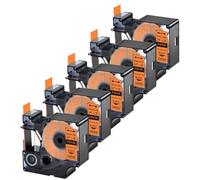 VVHKMSIL 5 PCS 19mm 18436 Tapis d'étiquette Noir sur Orange Compatible avec ILP 219 5000 5200 imprimantes