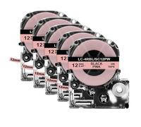 VVHKMSIL 5PK SS12KW LK-4WBN Black on White 12 mm Tape Capeble Compatible avec ST12KW SC12YW Fonctionne avec LW-300 LW-400 Imprimante d'étiquette(Black on Pink)