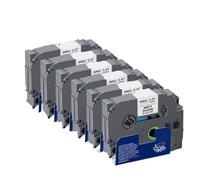 VVHKMSIL 6pk tzes231 Tapis Compatible 12 mm TZES131 Tze-S231 TZES631 Tze-SM93 Le Ruban adhésif Fort Fonctionne avec des imprimantes d'étiquette(Matt Silver)