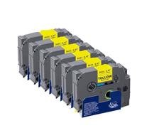 VVHKMSIL 6pk tzes231 Tapis Compatible 12 mm TZES131 Tze-S231 TZES631 Tze-SM93 Le Ruban adhésif Fort Fonctionne avec des imprimantes d'étiquette(Black on Yellow)