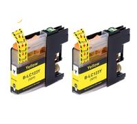 VVHKMSIL Cartridge Ink LC123 LC121 Compatible avec DCP-J4110DW J132W J152W J552DW J752DW MFC-J470DW J650DW J870DW J245 Printers 2PCS(2PCS Yellow)