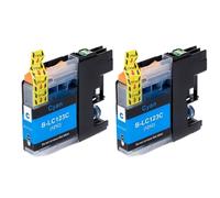 VVHKMSIL Cartridge Ink LC123 LC121 Compatible avec DCP-J4110DW J132W J152W J552DW J752DW MFC-J470DW J650DW J870DW J245 Printers 2PCS(2PCS Cyan)