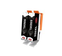 VVHKMSIL CLI CLI 551 PGI 550 XL CARTRIDE À L'ENK Compatible avec IP7250 IX6850 MG5550 MG5650 MG6450 MG6650 MX725 MX925(2pcs Black)
