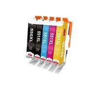 VVHKMSIL CLI CLI 551 PGI 550 XL CARTRIDE À L'ENK Compatible avec IP7250 IX6850 MG5550 MG5650 MG6450 MG6650 MX725 MX925(5Pcs)