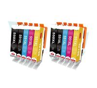 VVHKMSIL CLI CLI 551 PGI 550 XL CARTRIDE À L'ENK Compatible avec IP7250 IX6850 MG5550 MG5650 MG6450 MG6650 MX725 MX925(10Pcs)