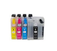 VVHKMSIL Ensemble de Cartouche à Encre Rechargeable 4PK Compatible avec Les imprimantes LC525 LC529 Fonctionne avec DCP-J100 DCP-J105 MFC-J200 Modèles d'imprimante