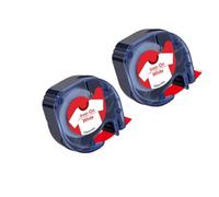 VVHKMSIL Étiquette de Tissu en Fer 2pk 12mm 18769 Fonctionne avec 18768 18771 Noir sur Blanc Compatible avec l'imprimante LT-100H LT-100T(Red on White)