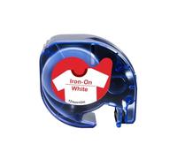 VVHKMSIL Fabric Iron on Label 12mm LT Tape Compatible avec LT-100H LT-100T QX-50 2000 Fonctionne avec 18769 18773 18777(Red on White)