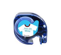 VVHKMSIL Fabric Iron on Label 12mm LT Tape Compatible avec LT-100H LT-100T QX-50 2000 Fonctionne avec 18769 18773 18777(Blue on White)