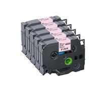 VVHKMSIL Les Bandes d'étiquette de Ruban satiné compatibles avec Les Fabricants d'étiquettes fonctionnent avec RN34 RN34 RW34 R234 R231 RE31 12 mm 5 pièces(Black on Pink)