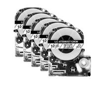 VVHKMSIL Rassette d'étiquette Compatible 5pk 12 mm Compatible avec SS12KW LK-4WBN ST12KW SC12RW SC12YW Fonctionne avec LW-300 LW(Black on Clear)