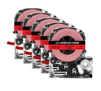 VVHKMSIL Rassette d'étiquette Compatible 5pk 12 mm Compatible avec SS12KW LK-4WBN ST12KW SC12RW SC12YW Fonctionne avec LW-300 LW(Black on Red)