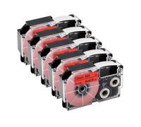 VVHKMSIL Rassette d'étiquette de 12 mm Compatible Compatible avec XR-12yw adapté Compatible avec KL-60 KL-120 KL-100 Maker de Remplacement du Fabricant de marqueurs de Bande de 5(Black on Red)