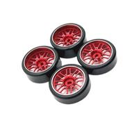 VVHKMSIL Roues en métal avec Deux pneus étroits et Deux pneus Larges Compatible avec Voiture télécommandée 284010 284131 K989 K969 Q Z D RC 1/28(Red)