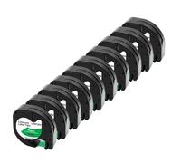VVHKMSIL Tape 10pk 12 mm LT Compatible avec Le Fabricant d'étiquettes LT100H LT100T Fonctionne avec Le 91201 91331 12267 91200 91202(Black on Green)