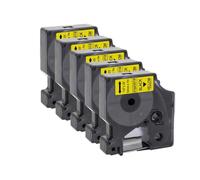 VVHKMSIL Tape D1 12 mm 45013 43613 40913 45010 45018 Rise DE LA ÉQUIPE Compatible 5PK Compatible avec LabelManager 160 280 et Fabricants d'étiquettes similaires(Black on Yellow)