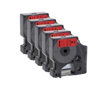 VVHKMSIL Tape D1 12 mm 45013 43613 40913 45010 45018 Rise DE LA ÉQUIPE Compatible 5PK Compatible avec LabelManager 160 280 et Fabricants d'étiquettes similaires(Black on Red)