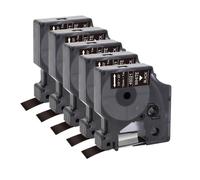 VVHKMSIL Tape D1 12 mm 5pk 45013 45010 45018 45021 45024 Étiquettes compatibles avec LabelManager 280 160 210D et Makers d'étiquettes similaires(White on Black)