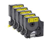 VVHKMSIL Tape D1 12 mm 5pk 45013 45010 45018 45021 45024 Étiquettes compatibles avec LabelManager 280 160 210D et Makers d'étiquettes similaires(Black on Yellow)