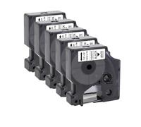 VVHKMSIL Tape D1 12 mm 5pk 45013 45010 45018 45021 45024 Étiquettes compatibles avec LabelManager 280 160 210D et Makers d'étiquettes similaires(Black on White)