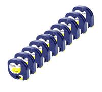 VVHKMSIL Tape LT 12 mm Compatible avec l'imprimante LT100H Label Fonctionne avec Le 91201 91331 91221 12267 91202 91200 Tapes d'étiquette 10pk(Black on Yellow)