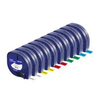 VVHKMSIL Tapes d'étiquette de 12 mm 10pk compatibles avec LT 91201 12267 91200 91202 91203 91204 91205 Compatible avec l'étiquetage de la Machine LT100H(Mxied Color)
