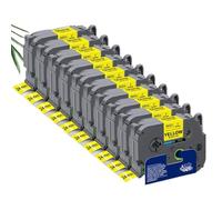 VVHKMSIL Tapis d'étiquette 10pk 24 mm TZES651 TZES251 TZES151 Adhésif Fort Compatible avec Les Machines de Fabricant d'étiquettes(Black on Yellow)