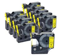 VVHKMSIL Tapis d'étiquette Compatible 10pcs D1 45013 40913 43613 45010 45108 45023 45024 12 mm Compatible avec LabelManager 160 280 210D(Black on Yellow)