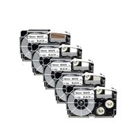 VVHKMSIL Tapis d'étiquette Compatible 18 mm 5pk 10pk Compatible avec Le Ruban de Remplacement des Couleurs Mixtes d'imprimante XR-18W(5PK Black on White)