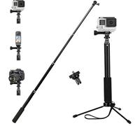Vvhooy Extensible Selfie Stick avec Mini trépied Support Universel et Adaptateur pour caméra Gopro Hero 5/Xiaomi Yi/Akaso/Apeman/Campark/DBPower/Fitfort Sports Caméra d'action et Plus (94 cm)