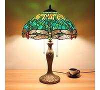 VVHUDA 16 pouces Vert Libellule Bijoux Pastorale Minimaliste Tiffany Style Lampe De Table Lampe De Chevet Lampe De Bureau Salon Bar Lampe small gift